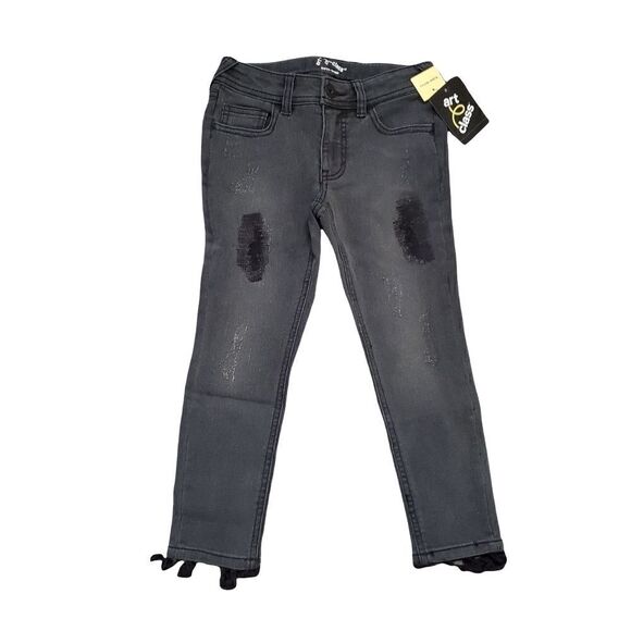 Art Class Girls Black Skinny Distressed Jeans - Size 6/6X - Picture 1 of 4